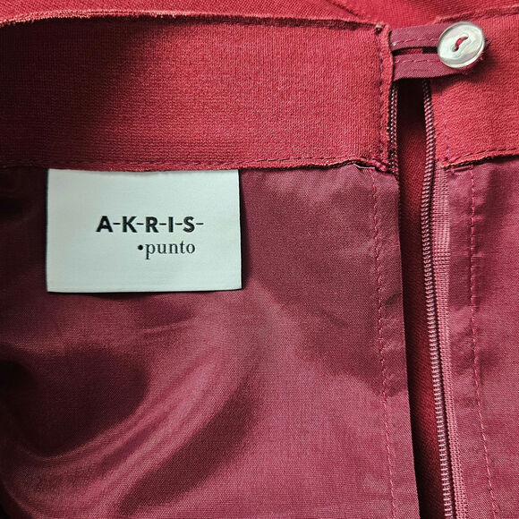Akris Punto Flare Jersey Skirt Burgandy Red Size US 14 - Picture 8 of 10